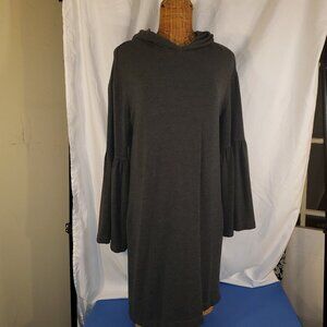 Workshop Gray Long Sleeve Hooded Midi Dress - M